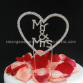 Mr &amp; Mrs Love Heart Cristal Single Heart Wedding Decoration Cake Topper